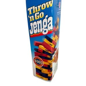 Vintage 1986 Throw 'N Go Jenga Wood Tower Dice Game Stack Milton Bradley